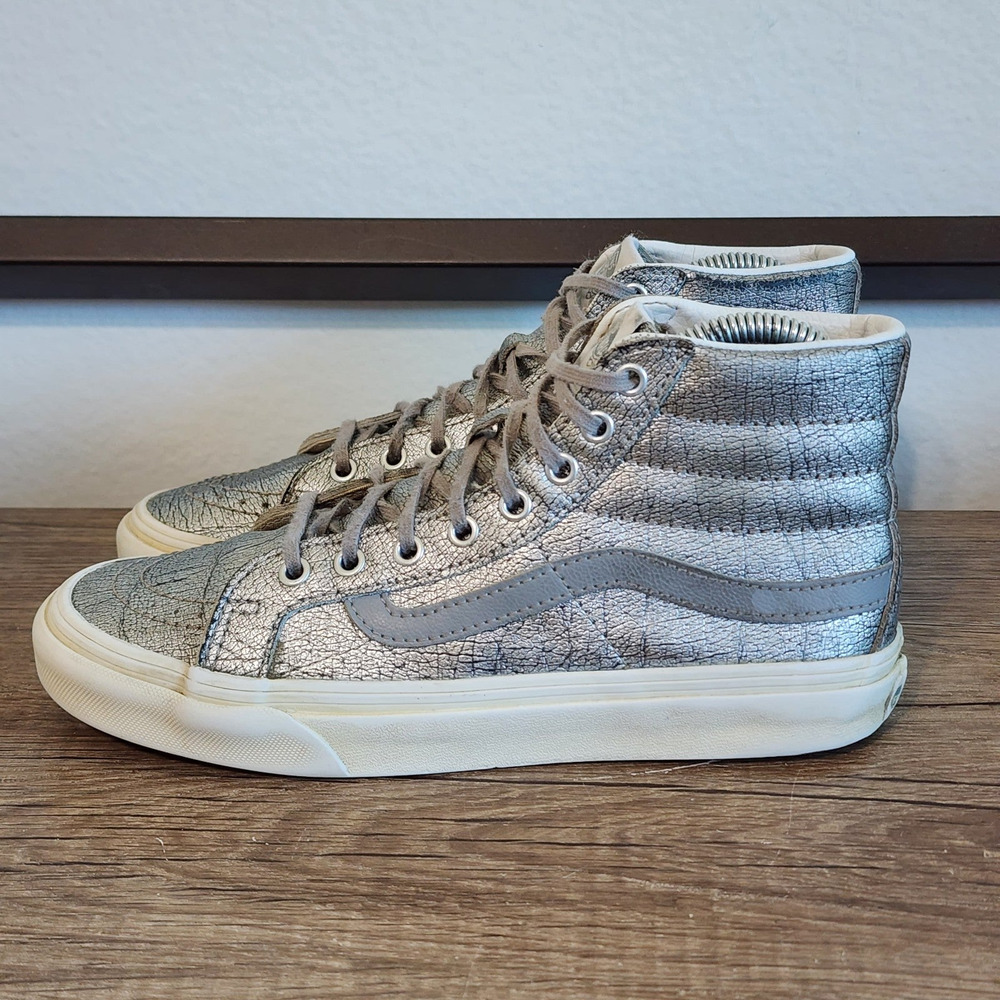 Vans Sk8-hi Women's Athletic Skate Shoes Sneakers Size 6 Metallic Silver